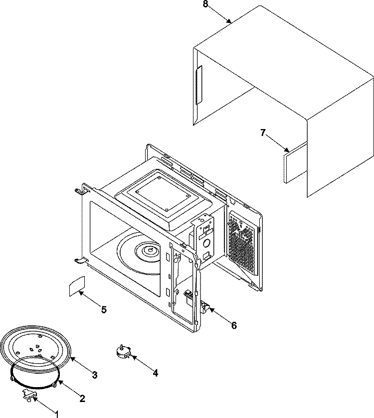 BODY / CAVITY / ELEMENTS Diagram and Parts List for MR7491G  Amana Microwave