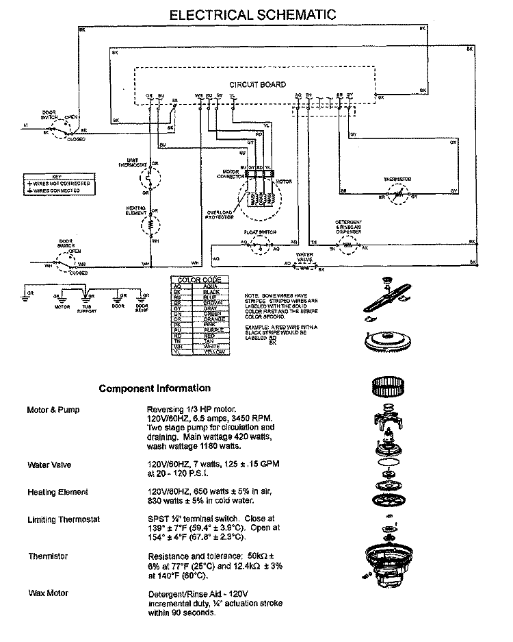 WIRING INFORMATION Diagram and Parts List for MDB4601AWX  Maytag Dishwasher