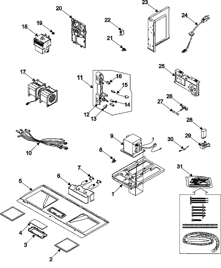INTERNAL CONTROLS / LATCH ASY / BASE Diagram and Parts List for SMH6140CB  Maytag Microwave