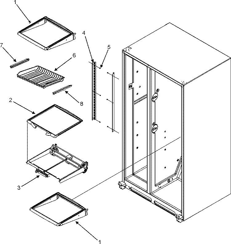 REFRIGERATOR SHELVES Diagram and Parts List for MSD2660KES  Maytag Refrigerator