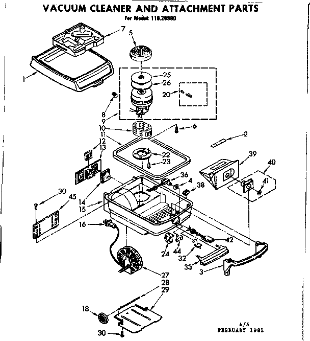 Base Assembly Diagram and Parts List for 11620980  Kenmore Canister Vacuum