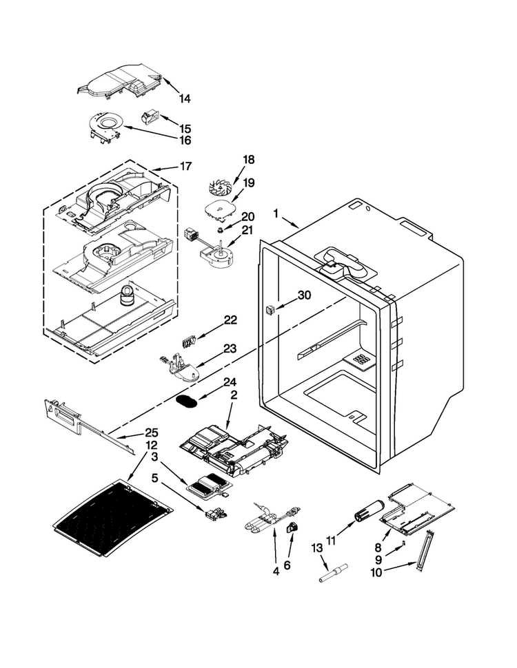 Refrigerator Liner Parts Diagram and Parts List for MFT2771WEM3  Maytag Refrigerator