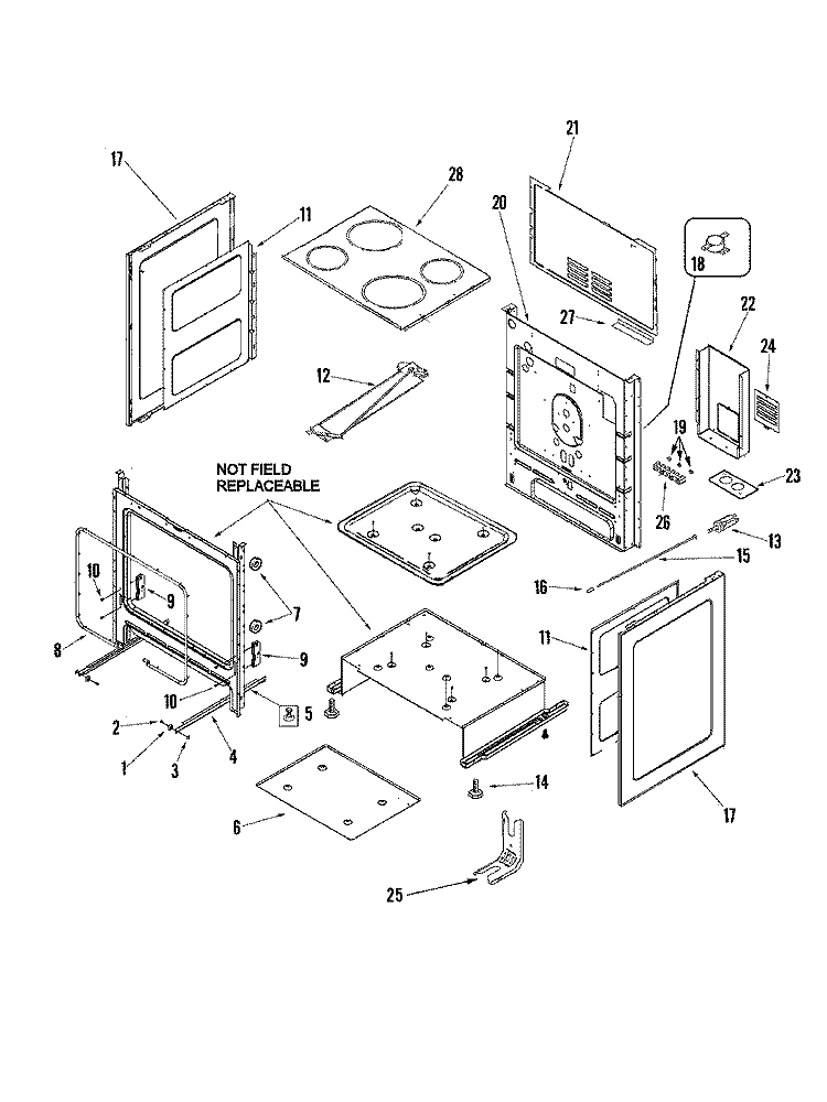 CABINET Diagram and Parts List for MER5555QAW  Maytag Range