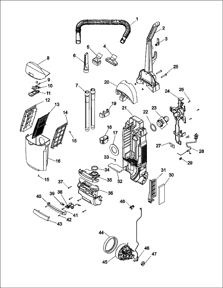 HANDLE AND UPPER BODY Diagram and Parts List for U5155900  Hoover Upright Vacuum