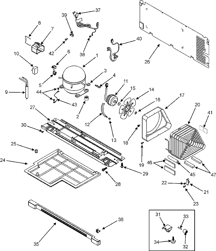 COMPRESSOR Diagram and Parts List for ATB2132ARU  Amana Refrigerator