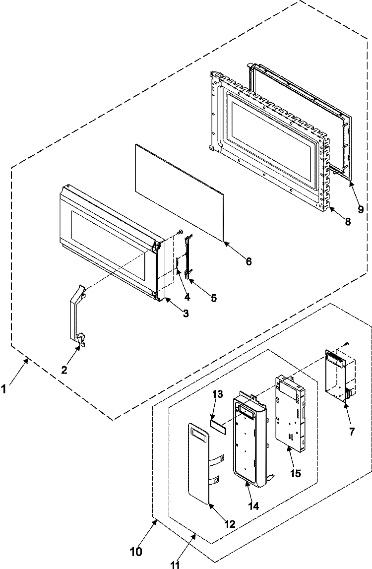 CONTROL PANEL / DOOR ASSEMBLY Diagram and Parts List for SMH7178STD  Maytag Microwave