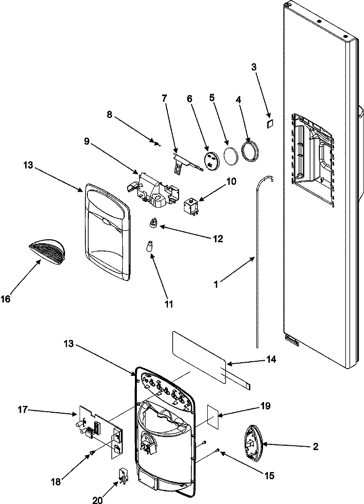 FOUNTAIN Diagram and Parts List for JSD2697KEY  Jenn-Air Refrigerator