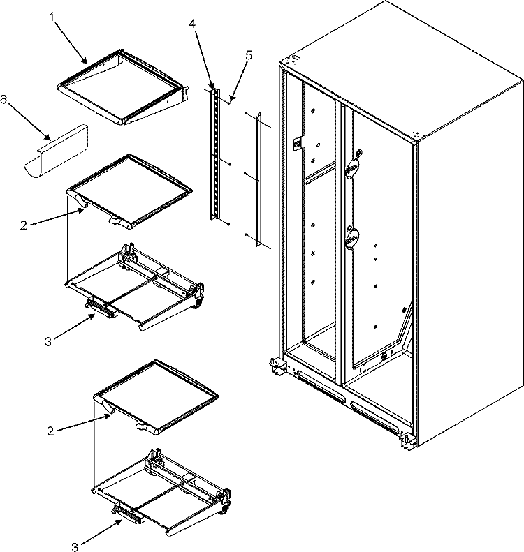 REFRIGERATOR SHELVES Diagram and Parts List for JSD2697KEY  Jenn-Air Refrigerator