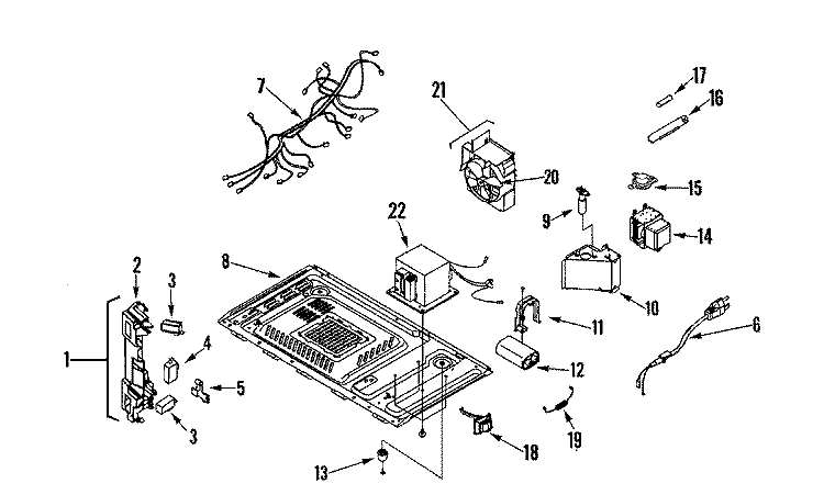 INTERNAL CONTROLS / LATCH ASY. / BASE Diagram and Parts List for MMC5193AAB  Maytag Microwave