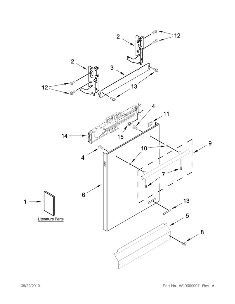 Door And Panel Parts Diagram and Parts List for JDB8000AWC1  Jenn-Air Dishwasher