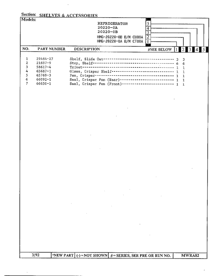 Shelves And Accessories Page 2 Diagram and Parts List for 20220-0A  Admiral Refrigerator