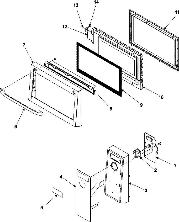 CONTROL PANEL / DOOR ASSEMBLY Diagram and Parts List for MT1044BB  Maytag Microwave