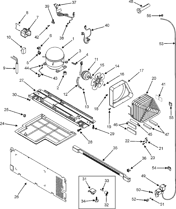 COMPRESSOR Diagram and Parts List for LTF2112ARZ  Admiral Refrigerator