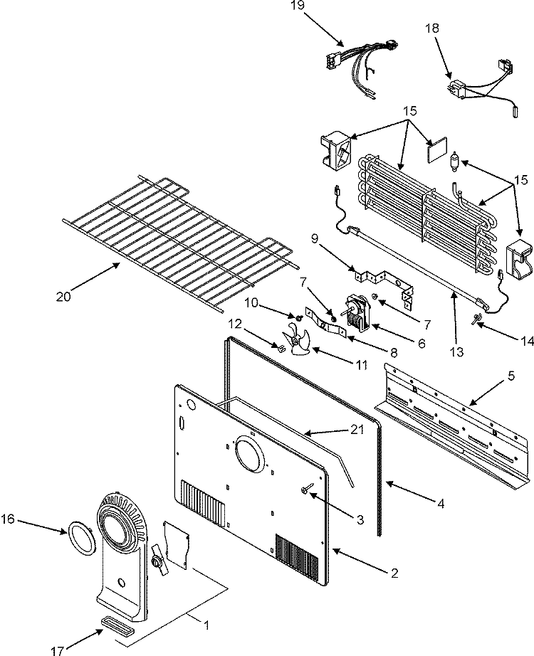 FREEZER COMPARTMENT Diagram and Parts List for LTF2112ARZ  Admiral Refrigerator