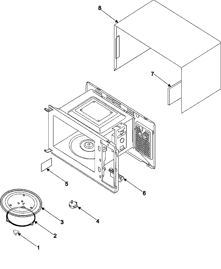 BODY / CAVITY / ELEMENTS Diagram and Parts List for MW7695GS  Amana Microwave