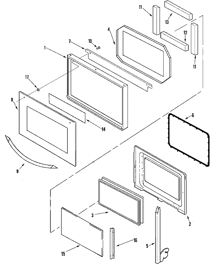 DOOR Diagram and Parts List for JMW8130DAB  Jenn-Air Microwave Oven Combo