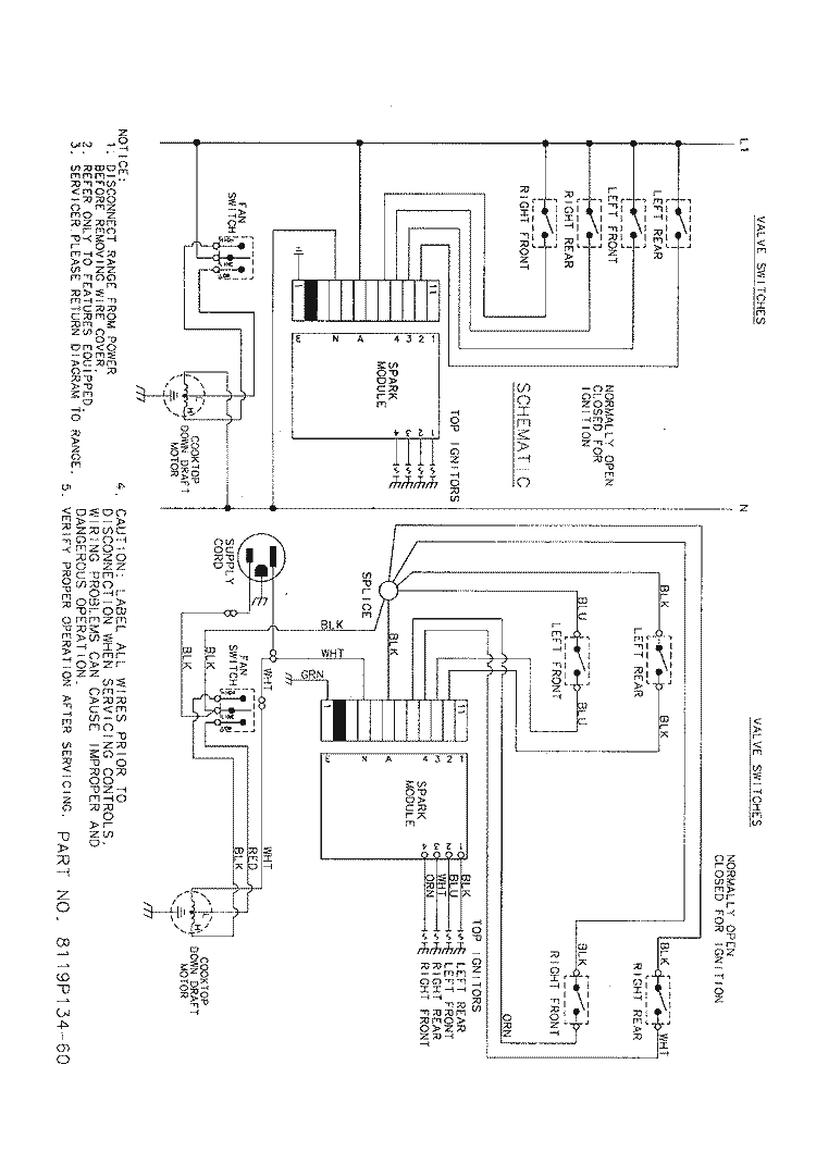 WIRING INFORMATION Diagram and Parts List for JGD8430ADN  Jenn-Air Cooktop