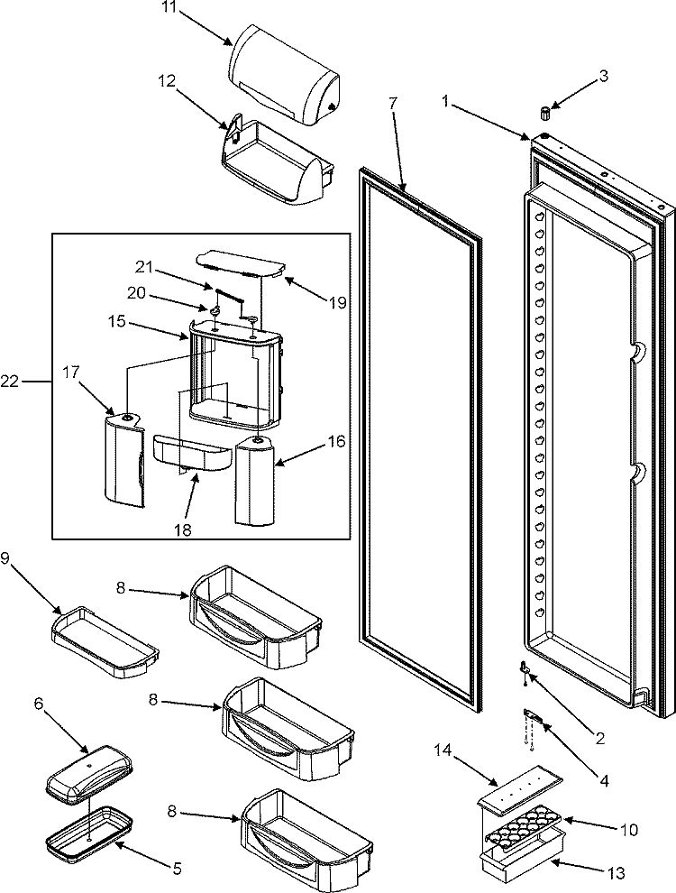 REFRIGERATOR DOOR (INTERIOR) Diagram and Parts List for JSD2697KEY  Jenn-Air Refrigerator