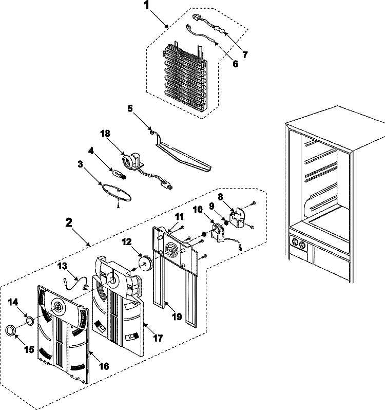 REFRIGERATOR COMPARTMENT Diagram and Parts List for RB1944SL  Magic Chef Refrigerator