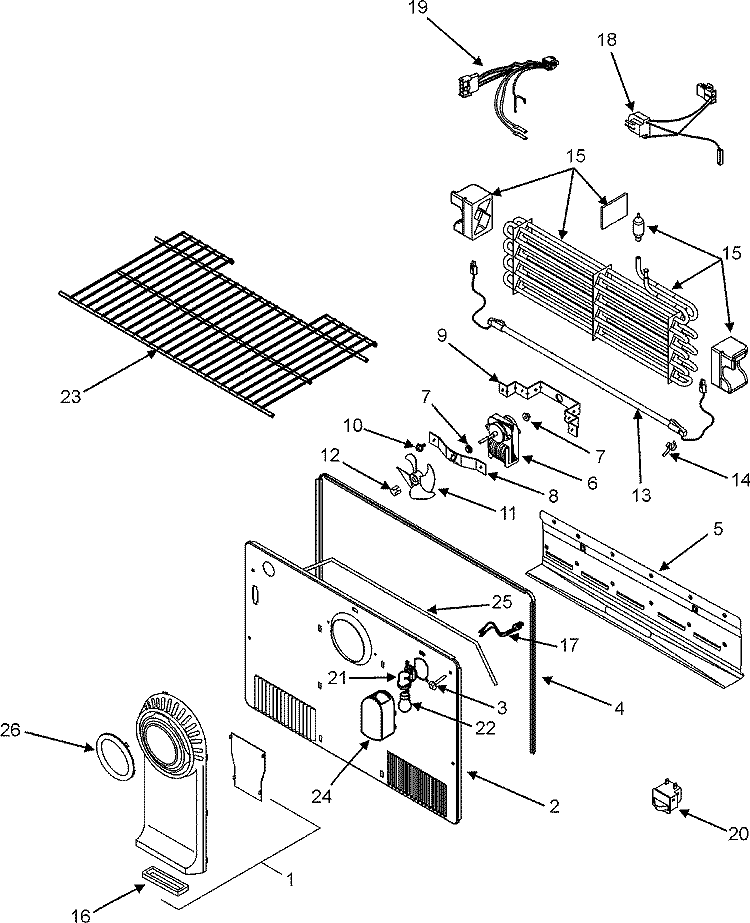 FREEZER COMPARTMENT Diagram and Parts List for ATF2136ARB  Amana Refrigerator