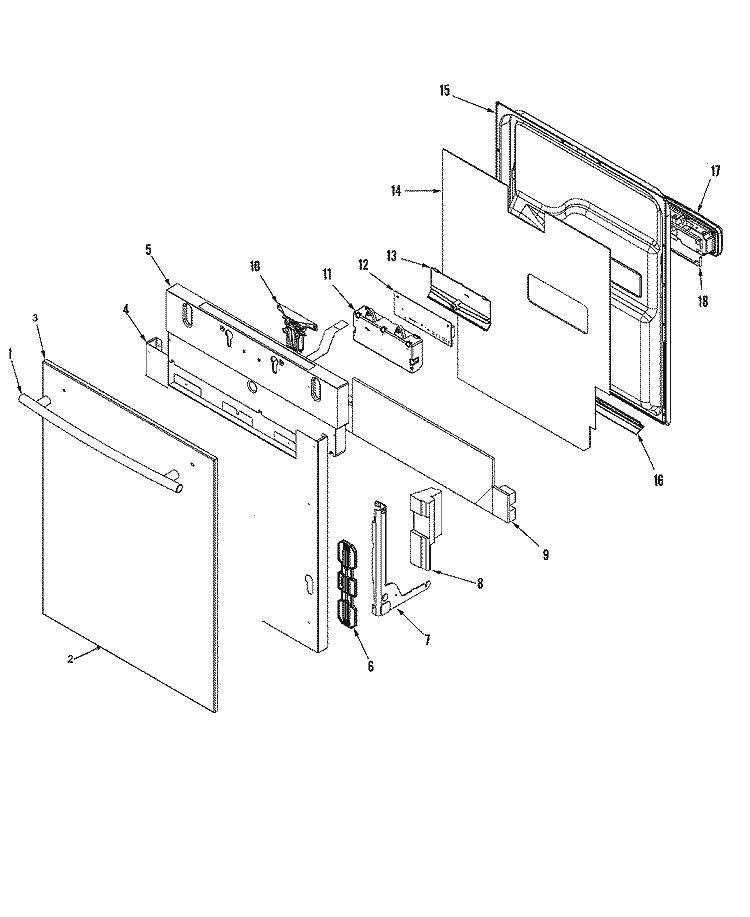 CONTROL PANEL & DOOR Diagram and Parts List for JDB1270AWY  Jenn-Air Dishwasher