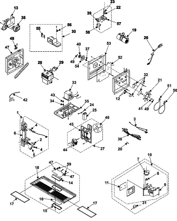 INTERNAL CONTROLS / LATCH ASY / BASE Diagram and Parts List for SMV9165BC  Maytag Microwave