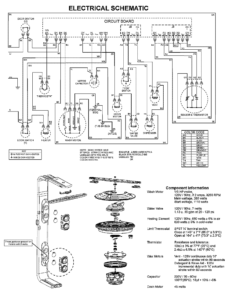 WIRING INFORMATION Diagram and Parts List for ADB1500AWW  Amana Dishwasher