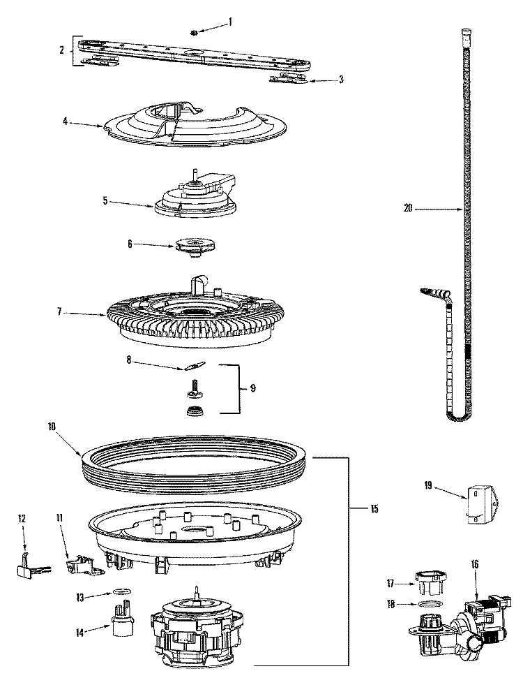 PUMP & MOTOR Diagram and Parts List for ADB1500AWW  Amana Dishwasher