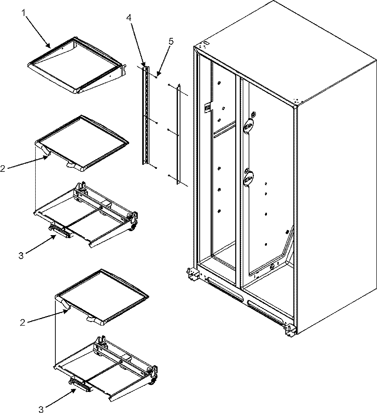 REFRIGERATOR SHELVES Diagram and Parts List for JCD2297KEF  Jenn-Air Refrigerator