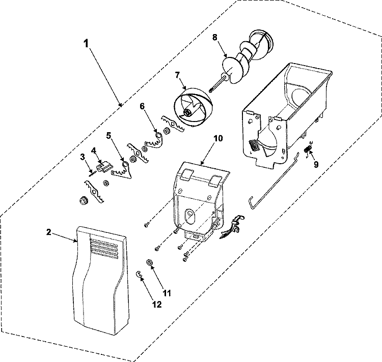 ICE BIN Diagram and Parts List for RS2621SW  Maytag Refrigerator
