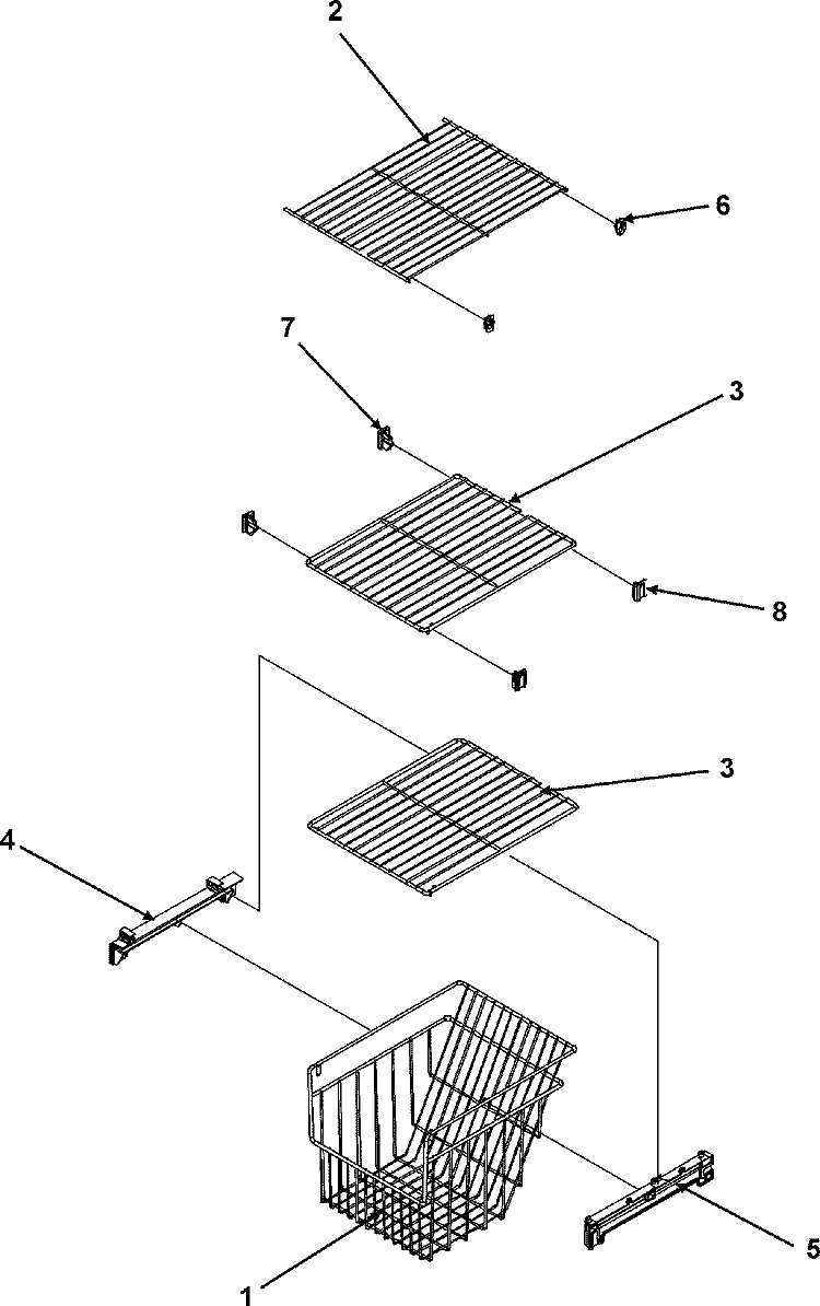 FREEZER SHELVES Diagram and Parts List for CS26G9DW  Crosley Refrigerator