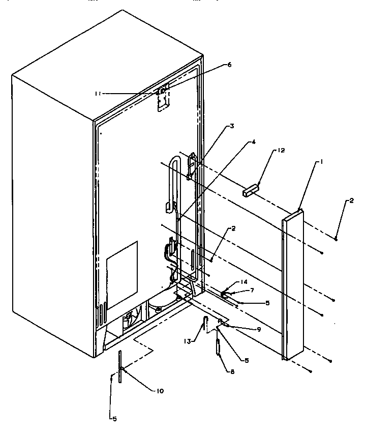 Back Unit Diagram and Parts List for SS21SL-P1193801WL  Amana Refrigerator