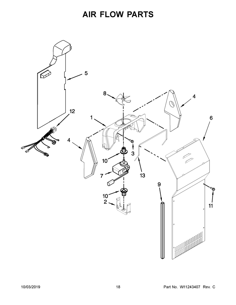 Air Flow Parts Diagram and Parts List for MSS25C4MGB00  Maytag Refrigerator