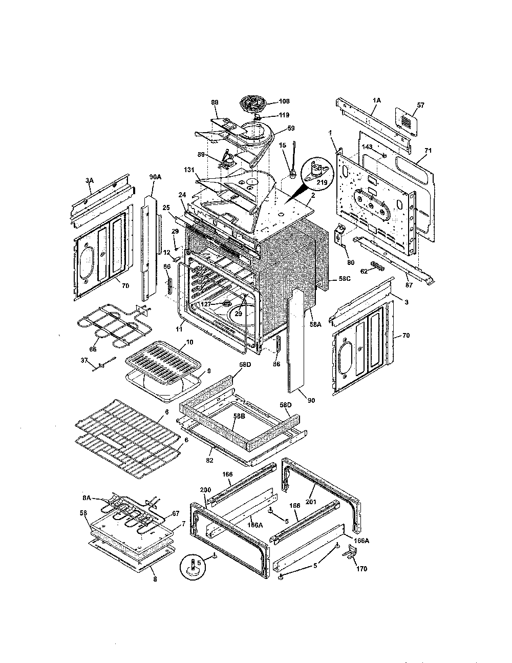 Body Diagram and Parts List for 79042533311  Kenmore Range