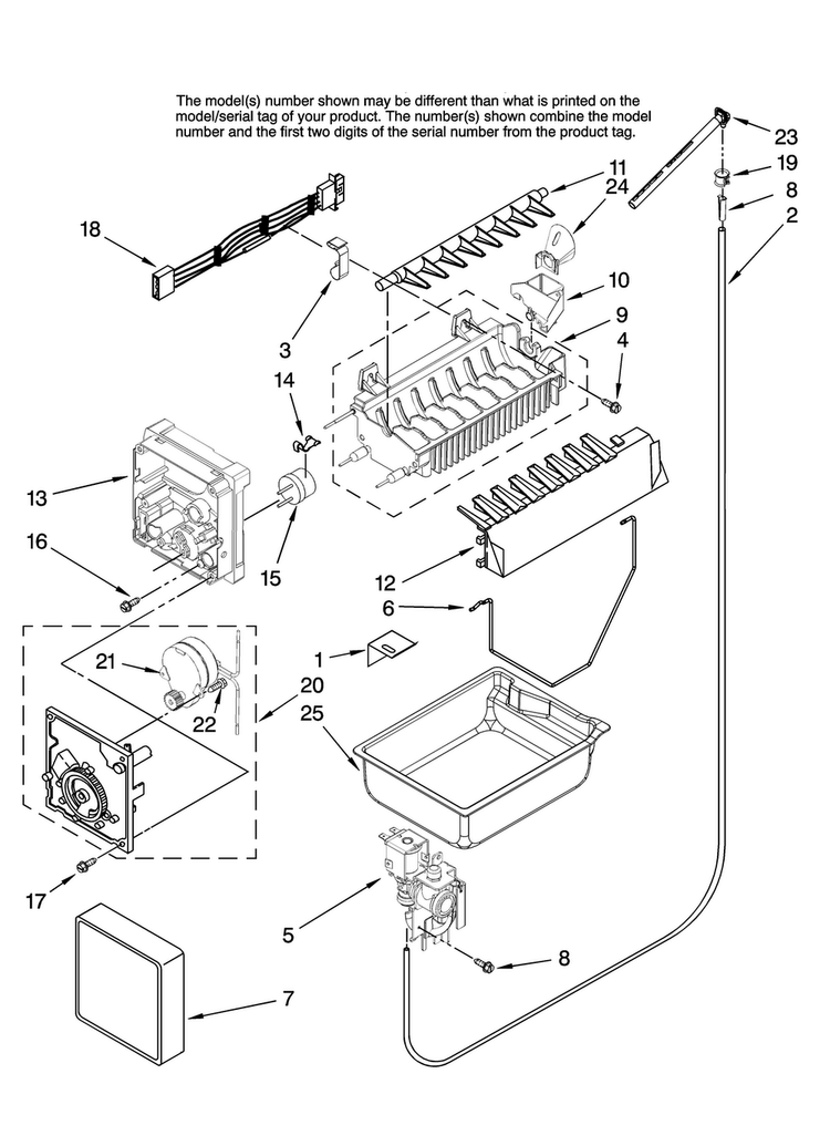 Icemaker Parts Diagram and Parts List for JFC2070KRS12  Jenn-Air Refrigerator