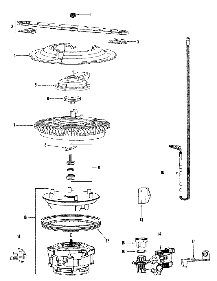 PUMP & MOTOR Diagram and Parts List for MDB4651AWS  Maytag Dishwasher
