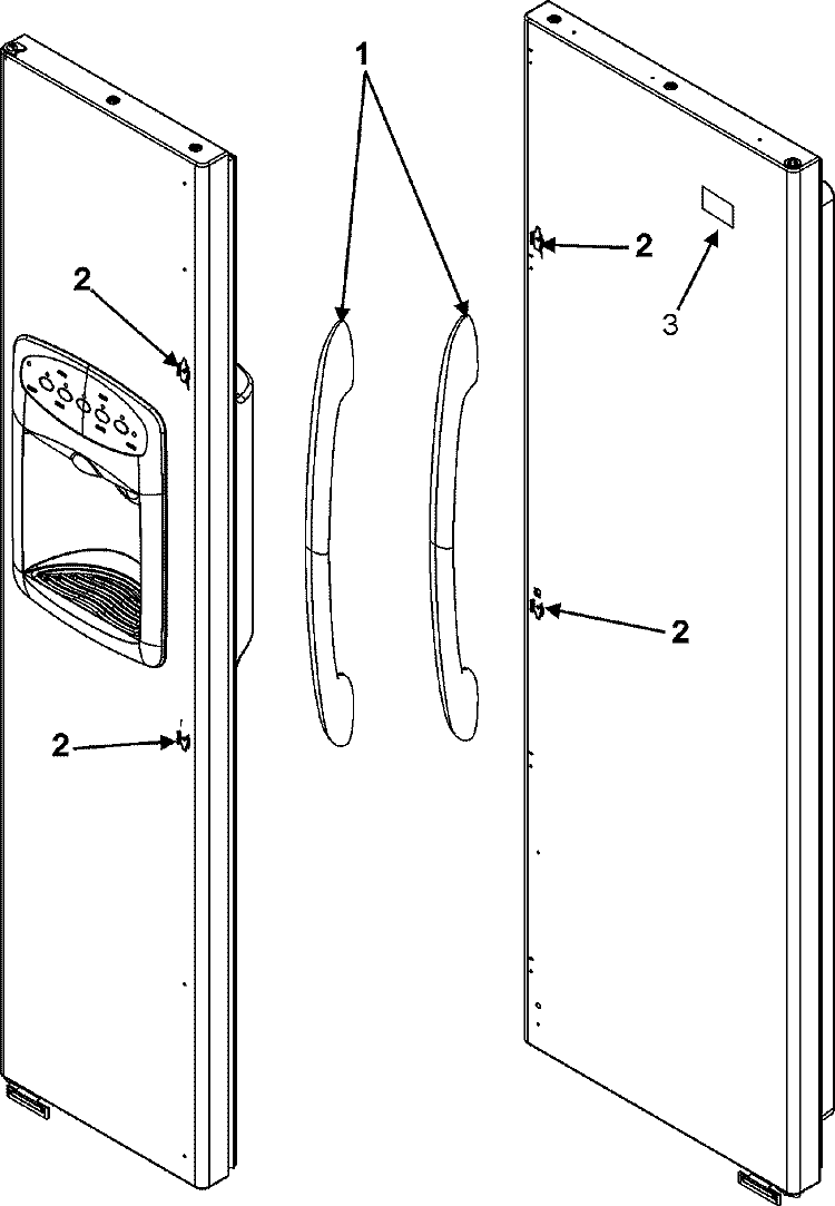 HANDLES Diagram and Parts List for GSD2615HEW  Maytag Refrigerator
