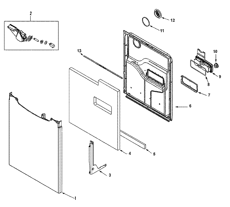 DOOR Diagram and Parts List for MDB4651AWS  Maytag Dishwasher