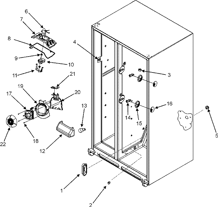 EVAP FAN / CONVECTION FAN / CRISP LIGHT Diagram and Parts List for JCB2287KEF  Jenn-Air Refrigerator