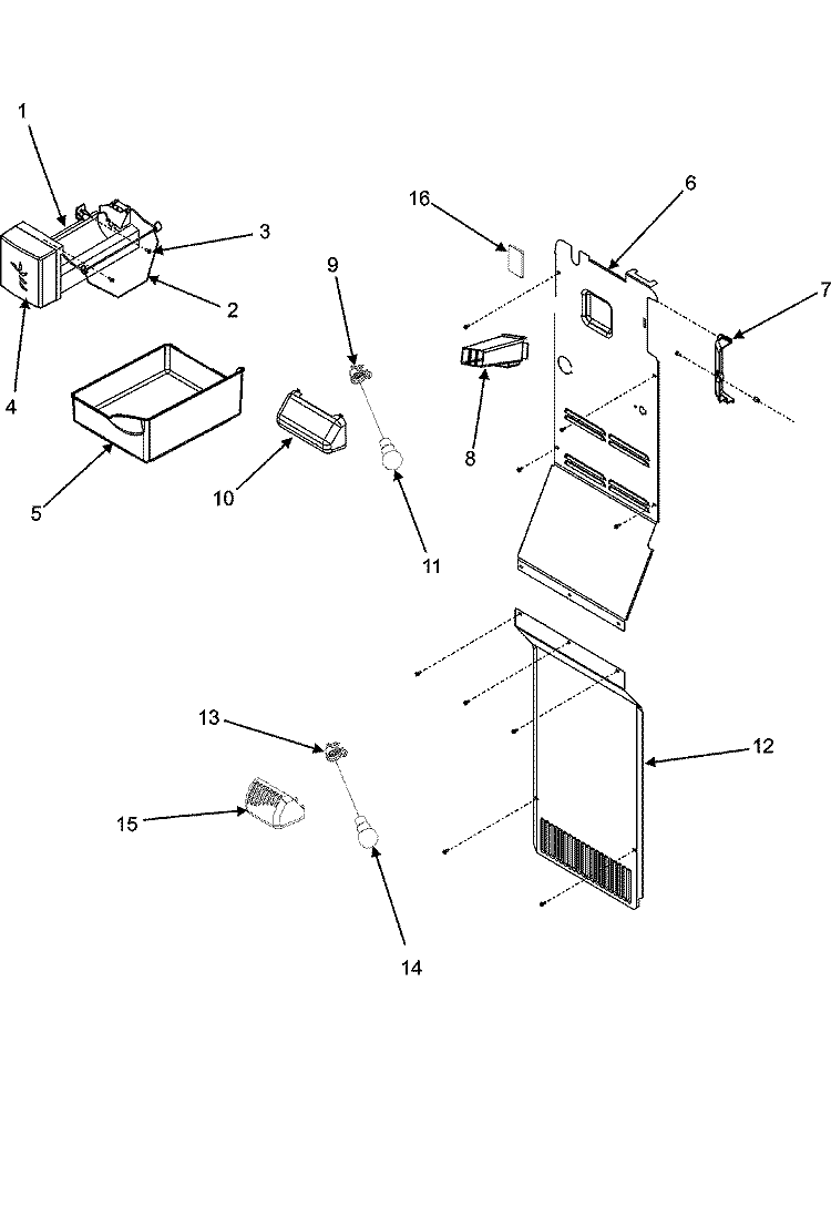 FREEZER COMPARTMENT Diagram and Parts List for JCB2287KEF  Jenn-Air Refrigerator