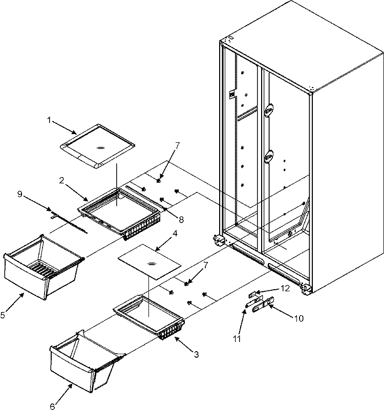 CRISPER ASSEMBLY Diagram and Parts List for CS26G9DW  Crosley Refrigerator