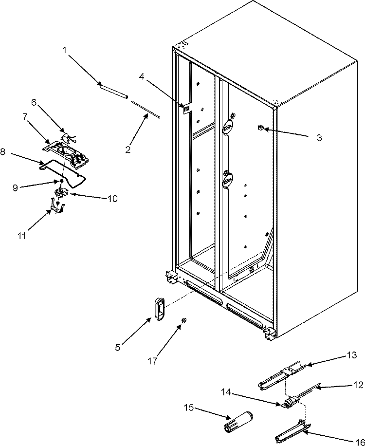 EVAP FAN ASSY. / WATER FILTER Diagram and Parts List for CS26G9DW  Crosley Refrigerator