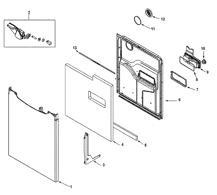DOOR Diagram and Parts List for CDU650AWB  Crosley Dishwasher
