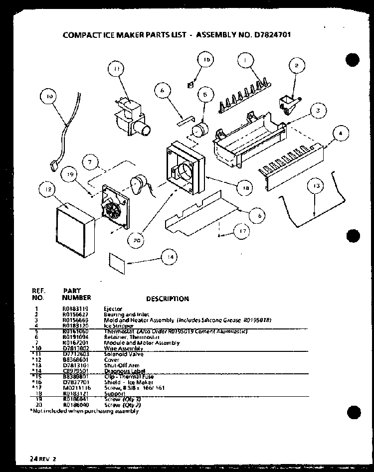 Compact Ice Maker Diagram and Parts List for 86065E-P1125514WE  Amana Refrigerator