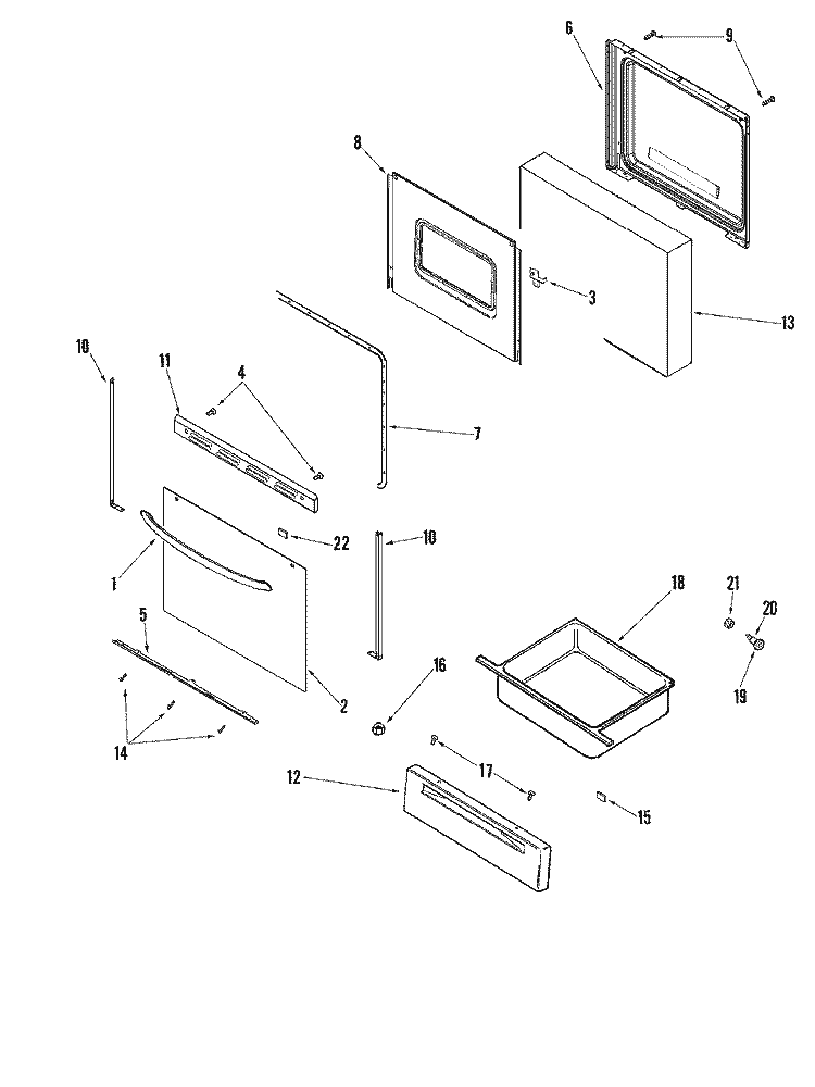 DOOR / DRAWER Diagram and Parts List for AER5710BAH  Amana Range