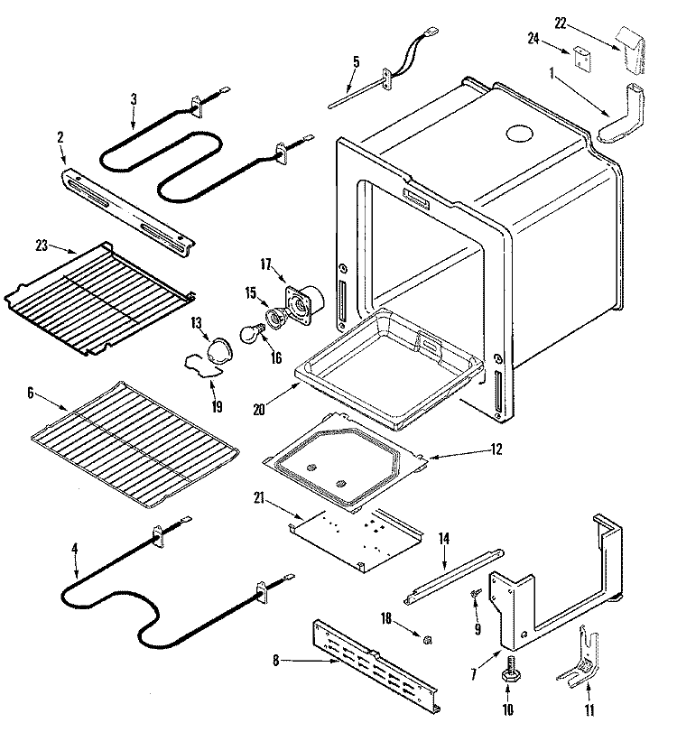 OVEN / BASE Diagram and Parts List for AER5511BAW  Amana Range