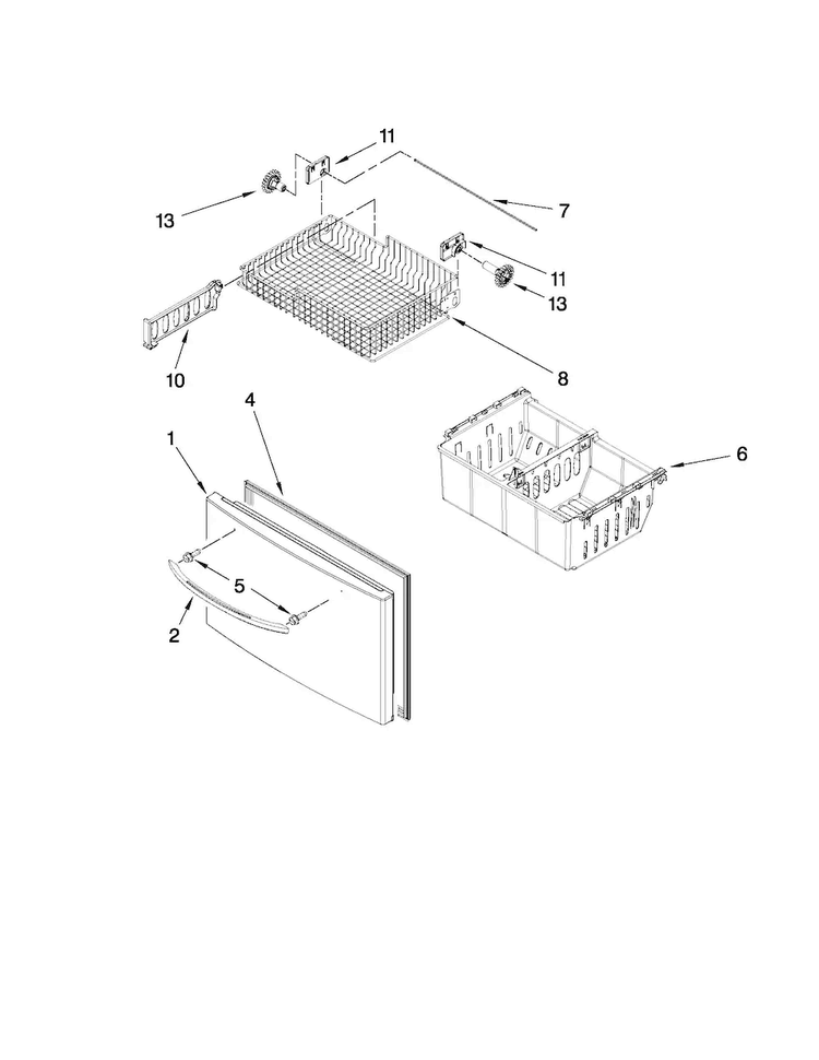 Freezer Door Parts Diagram and Parts List for MFI2569YEM0  Maytag Refrigerator