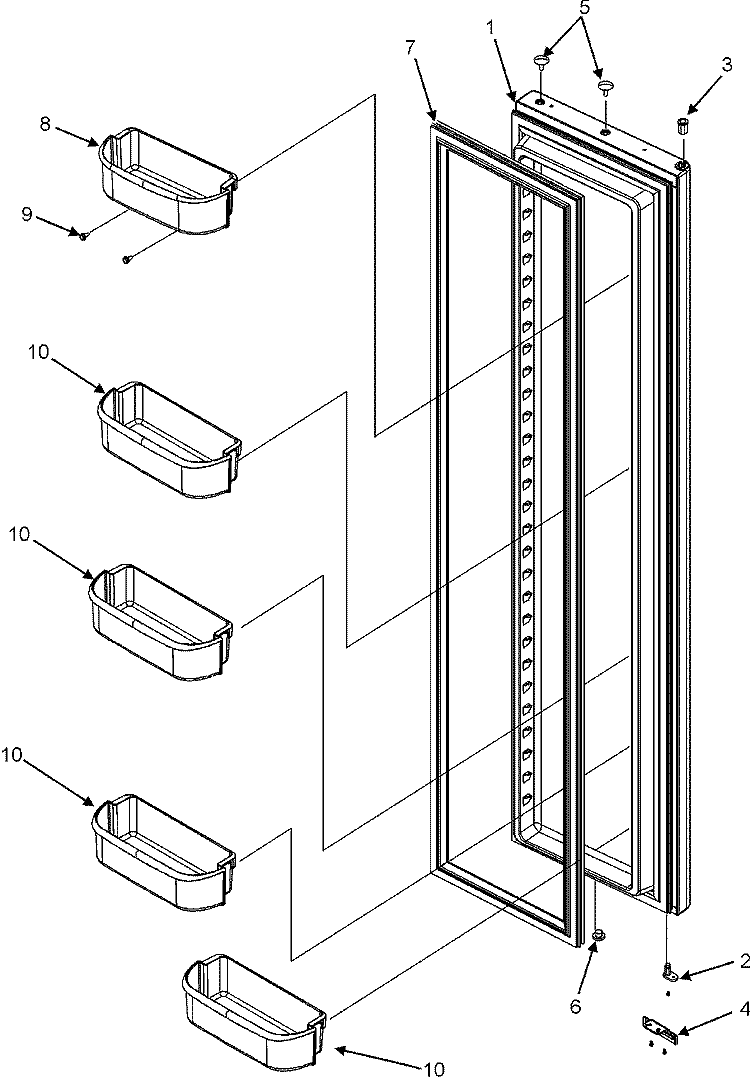 FREEZER DOOR Diagram and Parts List for CS26G3W  Crosley Refrigerator