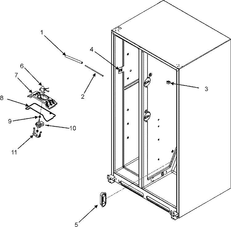 EVAP FAN ASSY. Diagram and Parts List for CS26G3W  Crosley Refrigerator