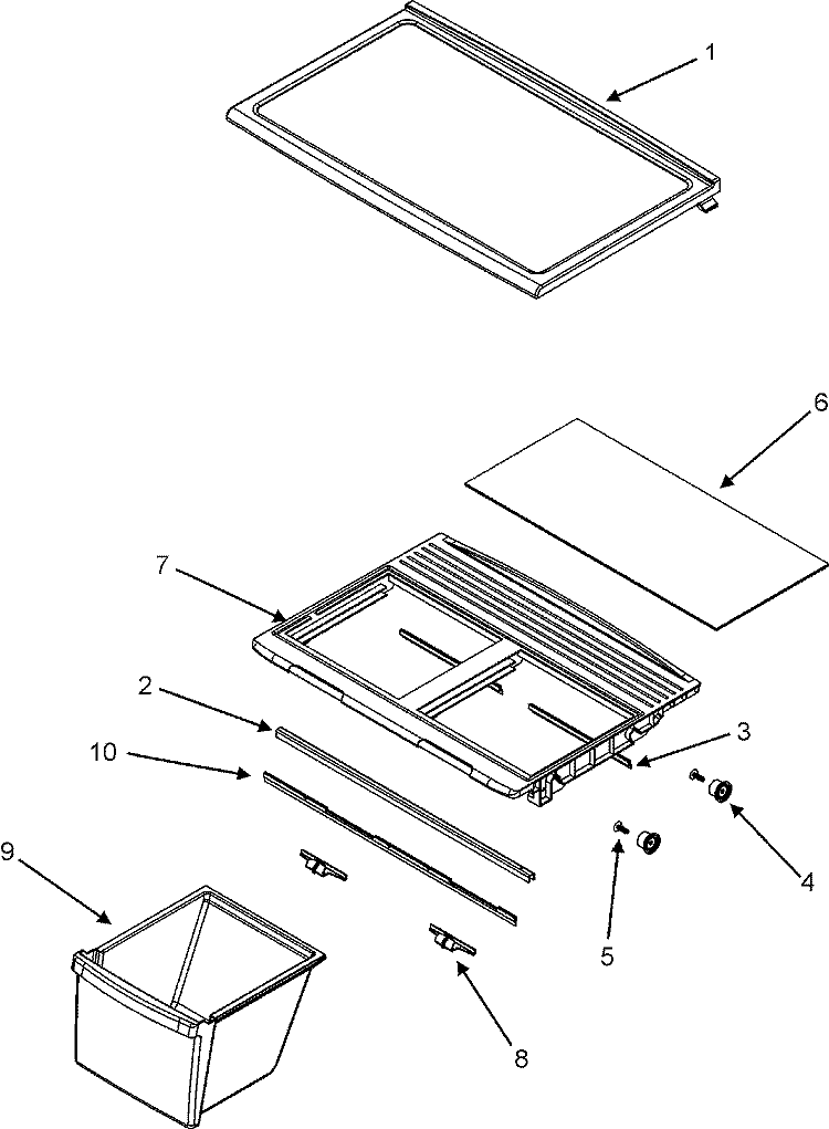 SHELVES & ACCESSORIES Diagram and Parts List for CT18G5W  Crosley Refrigerator